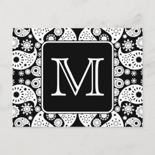 Benutzerdefiniertes Monogramm auf Monochrome Paisl Postkarte