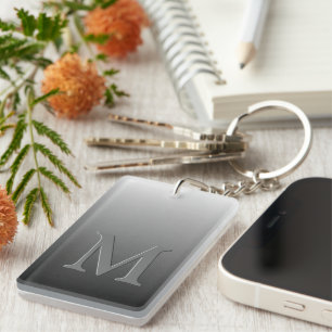 Benutzerdefiniertes Monogramm auf Ombre Schwarz Gr Schlüsselanhänger