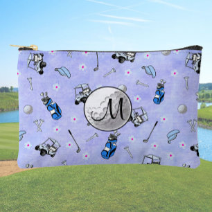 Benutzerdefiniertes Monogramm Blau Golfball und Ca Zubehörtasche