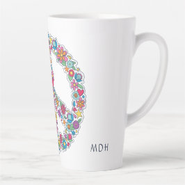 Benutzerdefiniertes Monogramm-Blume-Friedenszeiche Milchtasse