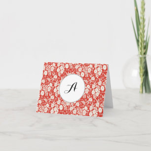 Benutzerdefiniertes Monogramm-Blumenmuster Rot Dankeskarte