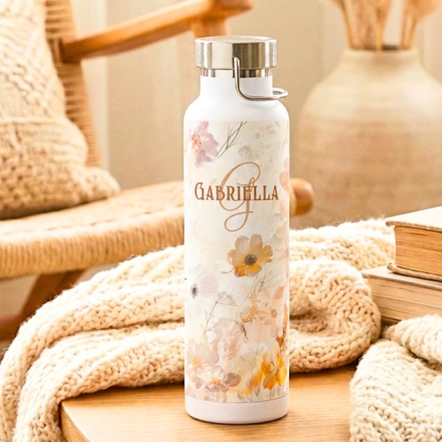 Benutzerdefiniertes Monogramm Boho Chic Floral Was Trinkflasche (Von Creator hochgeladen)