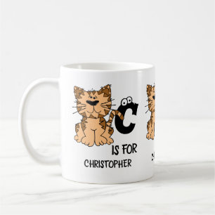 Benutzerdefiniertes Monogramm C ist für Katzen nie Kaffeetasse