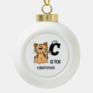 Benutzerdefiniertes Monogramm C ist für Katzen nie Keramik Kugel-Ornament