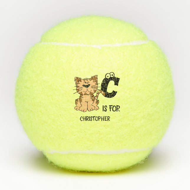 Benutzerdefiniertes Monogramm C ist für Katzen nie Tennisbälle (Vorderseite)