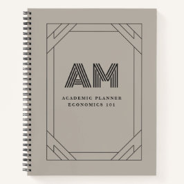 Benutzerdefiniertes Monogramm Charcoal & Taupe Min Notizbuch