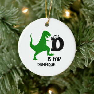 Benutzerdefiniertes Monogramm D für Dinosaurier ni Keramik Ornament