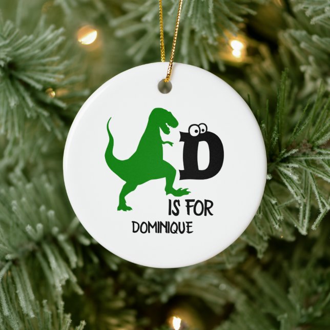 Benutzerdefiniertes Monogramm D für Dinosaurier ni Keramik Ornament (Baum)