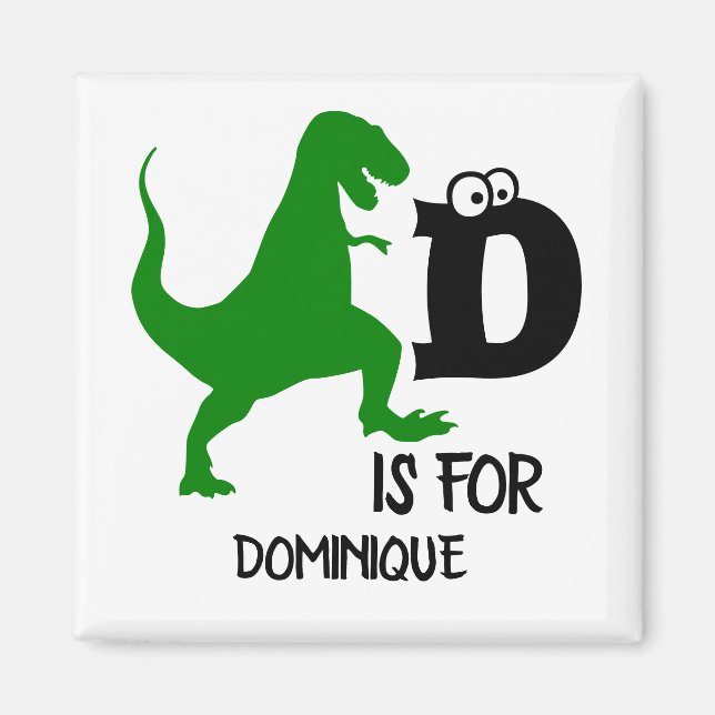 Benutzerdefiniertes Monogramm D für Dinosaurier ni Magnet (Vorne)