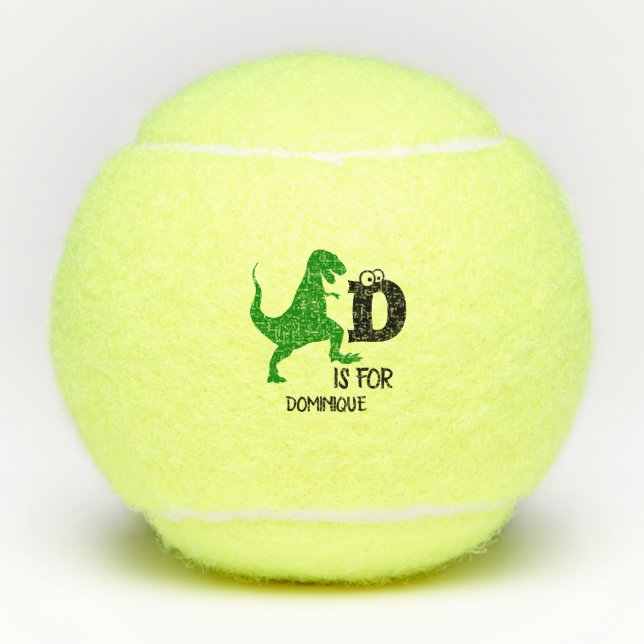 Benutzerdefiniertes Monogramm D für Dinosaurier ni Tennisbälle (Vorderseite)