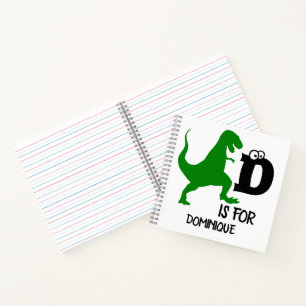 Benutzerdefiniertes Monogramm D steht für Dinosaur Notizbuch