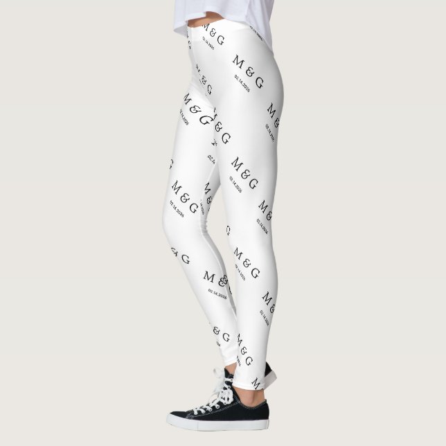 Benutzerdefiniertes Monogramm-Datums-Muster Stilvo Leggings (Links)