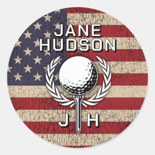 Benutzerdefiniertes Monogramm-Design für amerikani Runder Aufkleber