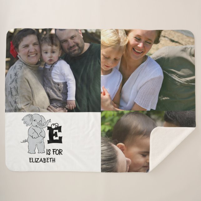 Benutzerdefiniertes Monogramm E ist für niedlichen Sherpadecke (Vorderseite (Horizontal))