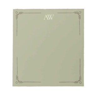 Benutzerdefiniertes Monogramm Elegante hellgrüne Notizblock