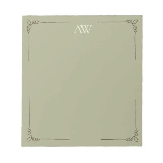 Benutzerdefiniertes Monogramm | Elegante hellgrüne Notizblock