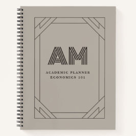 Benutzerdefiniertes Monogramm Espresso & Taupe Vin Notizbuch
