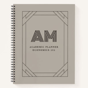 Benutzerdefiniertes Monogramm Espresso & Taupe Vin Notizbuch