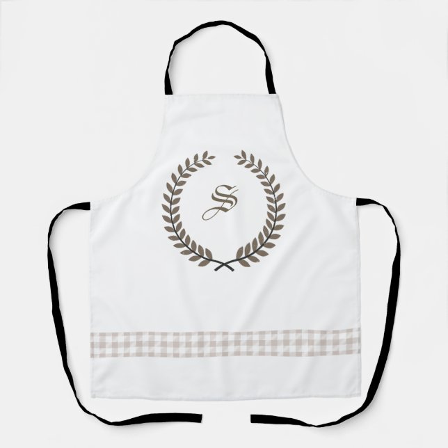 Benutzerdefiniertes Monogramm Farmhouse | Gingham- Schürze (Vorderseite)