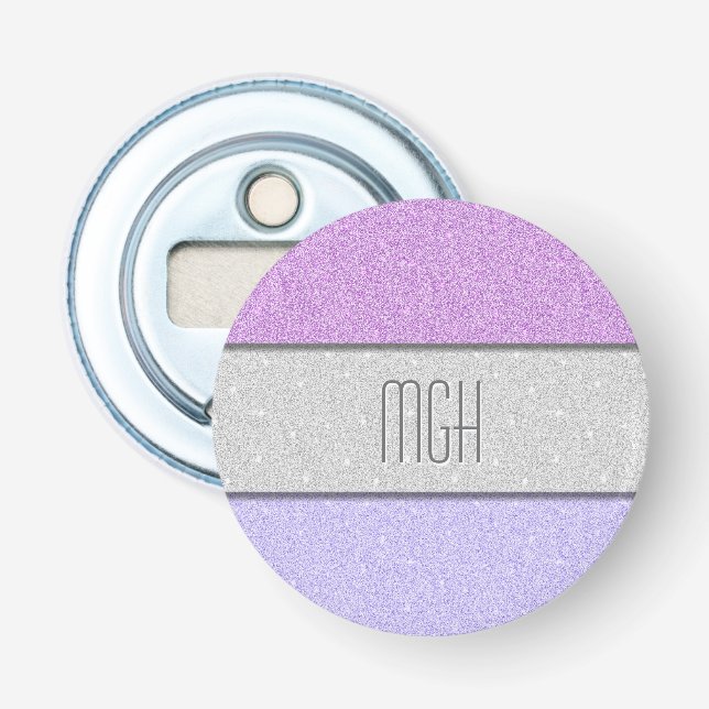 Benutzerdefiniertes Monogramm Faux Glitter Bling Flaschenöffner (Vorderseite)