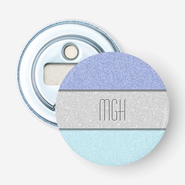 Benutzerdefiniertes Monogramm Faux Glitter Bling Flaschenöffner (Vorderseite)
