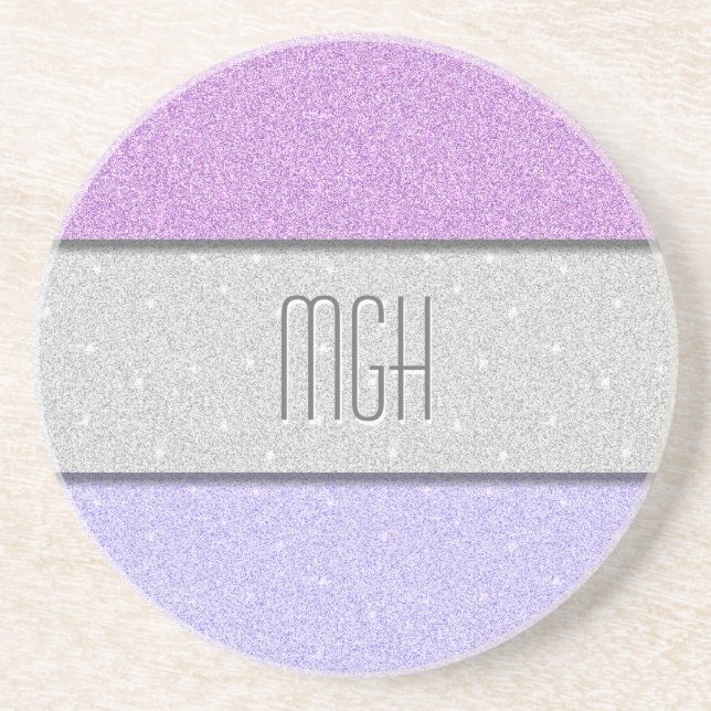 Benutzerdefiniertes Monogramm Faux Glitter Bling Getränkeuntersetzer (Vorne)