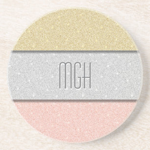 Benutzerdefiniertes Monogramm Faux Glitter Bling Getränkeuntersetzer