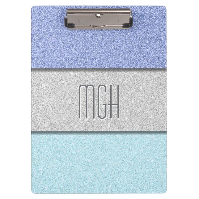 Benutzerdefiniertes Monogramm Faux Glitter Bling Klemmbrett (Vorderseite)