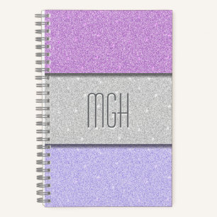 Benutzerdefiniertes Monogramm Faux Glitter Bling Notizbuch