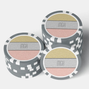 Benutzerdefiniertes Monogramm Faux Glitter Bling Pokerchips
