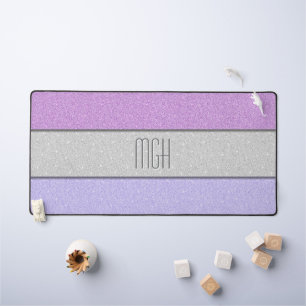 Benutzerdefiniertes Monogramm Faux Glitter Bling Schreibtischunterlage