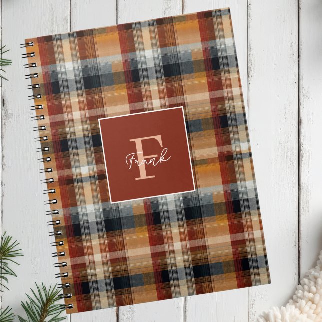 Benutzerdefiniertes Monogramm Festliches Gingham-M Notizblock (Von Creator hochgeladen)