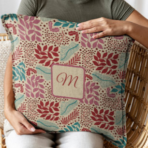 Benutzerdefiniertes Monogramm Florales Vintage Coz Kissen