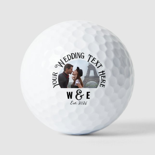 Benutzerdefiniertes Monogramm Foto Text HochzeitsG Golfball (Vorderseite)