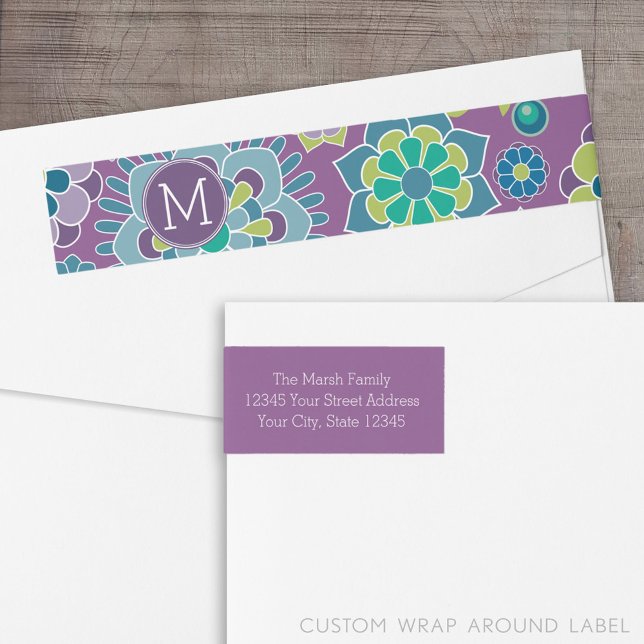 Benutzerdefiniertes Monogramm für Funky Colorful F (Custom Return Address Label with a Wrap Around Feature)