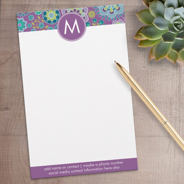 Benutzerdefiniertes Monogramm für Funky Colorful F Briefpapier (Personalized Stationery)