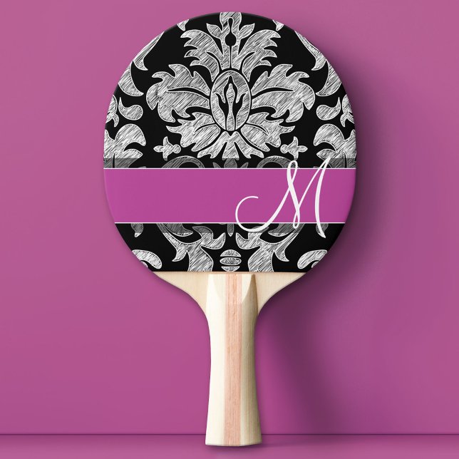 Benutzerdefiniertes Monogramm für Schwarz und Weiß Tischtennis Schläger (Custom Ping Pong Paddle)