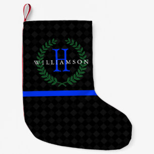 Benutzerdefiniertes Monogramm für Thin Blue Line Kleiner Weihnachtsstrumpf