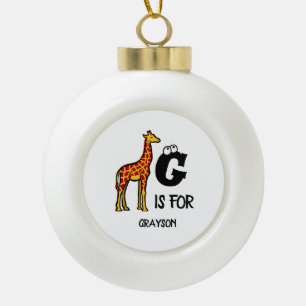 Benutzerdefiniertes Monogramm G ist für Giraffen n Keramik Kugel-Ornament