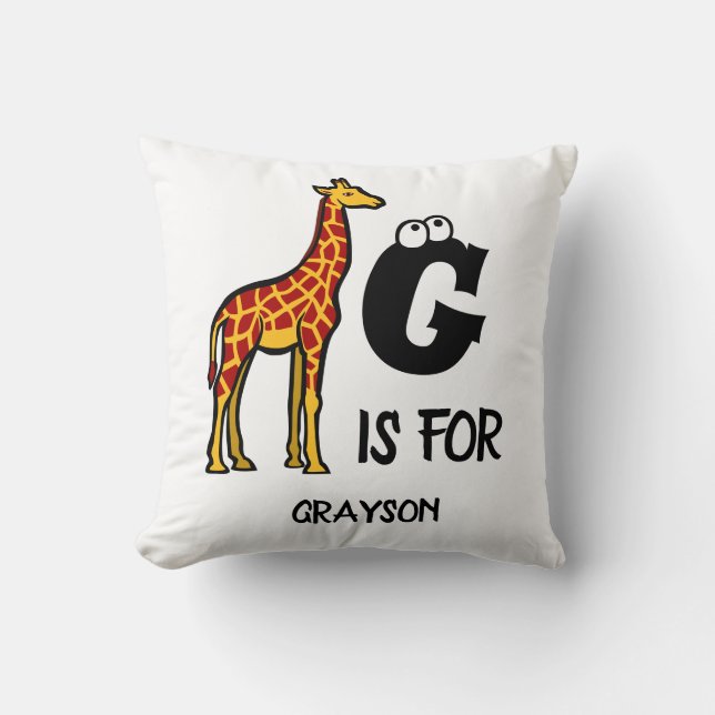 Benutzerdefiniertes Monogramm G ist für Giraffen n Kissen (Vorderseite)