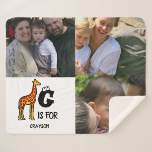 Benutzerdefiniertes Monogramm G ist für Giraffen n Sherpadecke