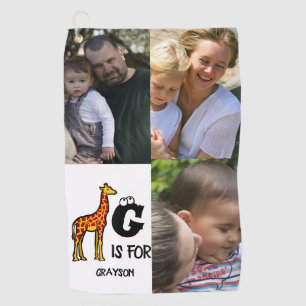 Benutzerdefiniertes Monogramm G steht für Giraffe Golfhandtuch