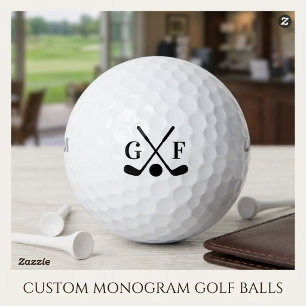 Benutzerdefiniertes Monogramm gekreuzte Golfschläg Golfball