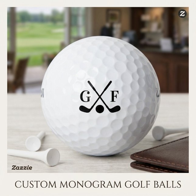 Benutzerdefiniertes Monogramm gekreuzte Golfschläg Golfball (Von Creator hochgeladen)