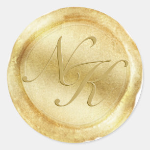 Benutzerdefiniertes Monogramm Gelbgold-Wachssiegel Runder Aufkleber