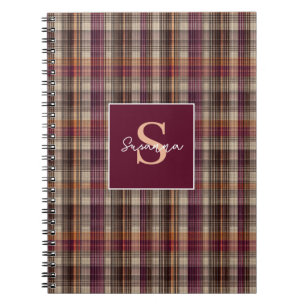 Benutzerdefiniertes Monogramm Gingham-Stil-Muster Notizblock