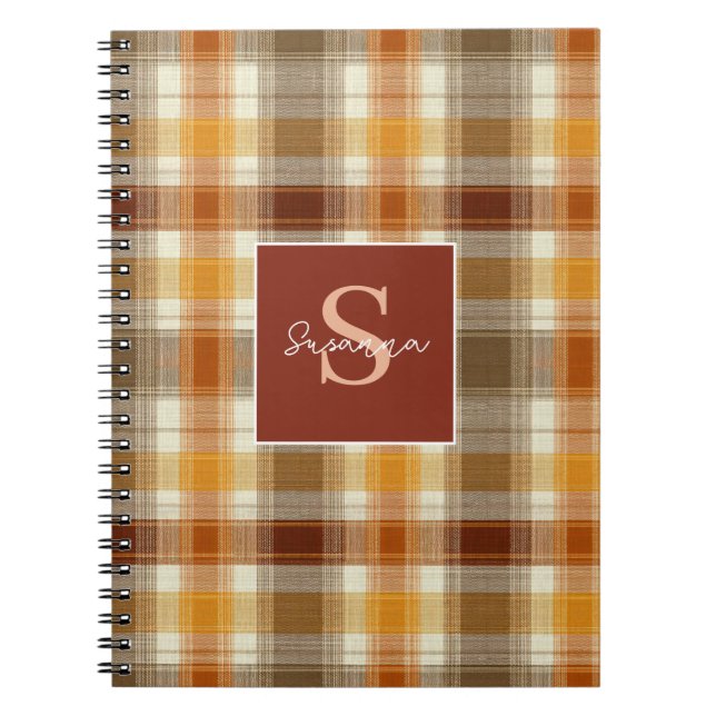 Benutzerdefiniertes Monogramm Gingham-Stil-Muster Notizblock (Vorderseite)