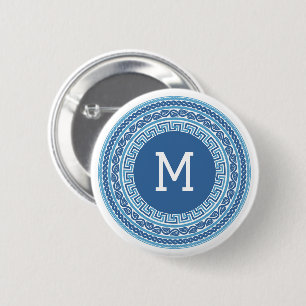 Benutzerdefiniertes Monogramm griechisches Muster Button