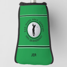 Benutzerdefiniertes Monogramm Grün Essen Schlafen Golf Headcover