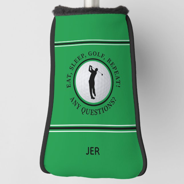 Benutzerdefiniertes Monogramm Grün Essen Schlafen  Golf Headcover (Rotieren 90)